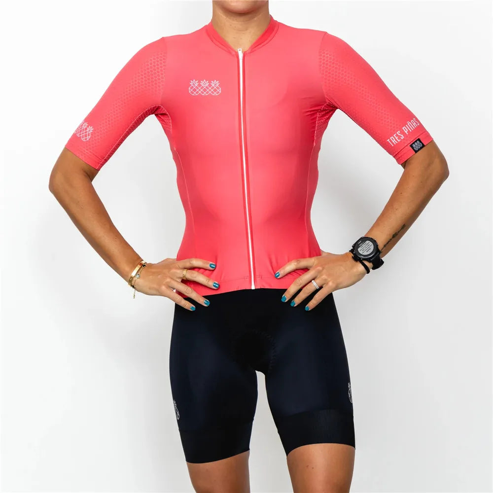 Women's Short-Sleeve Road Cycling Jersey Set
