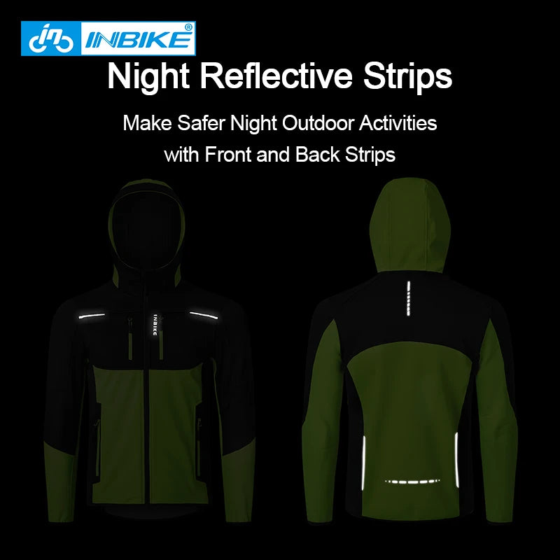 INBIKE Cycling Jacket With Hood Warm Fleece Windbreaker Coat