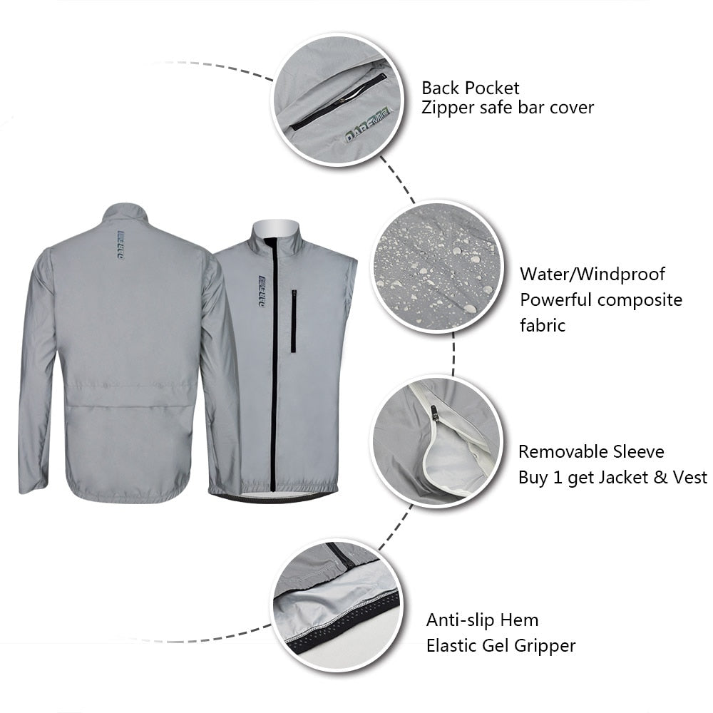 DAREVIE Full Reflective Removable Sleeves Cycling Jacket