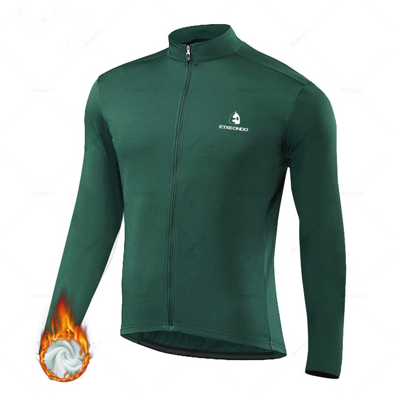 Solid Color Winter Fleece Cycling Jersey Set