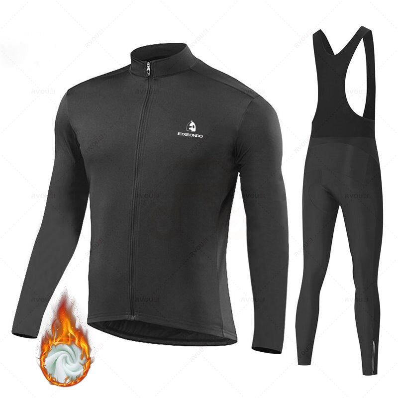 Solid Color Winter Fleece Cycling Jersey Set