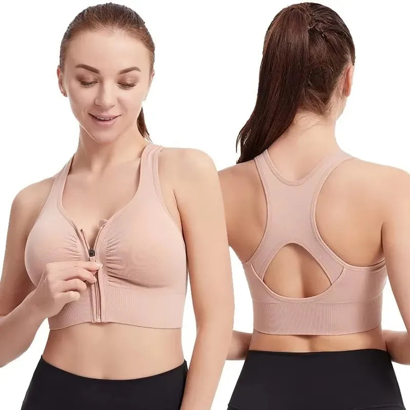 CZGUKE Women's Front-Zip Sports Bra