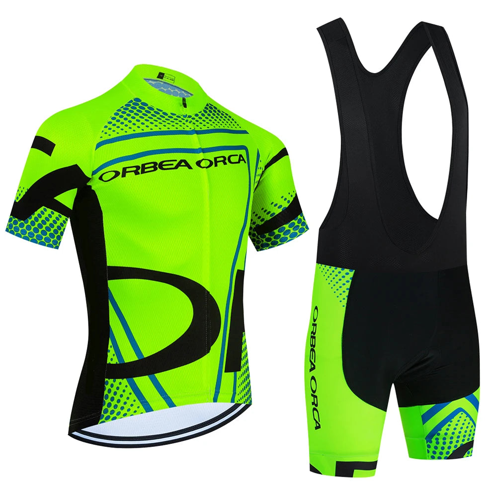 Green Pro Team-Inspired Cycling Jersey & Bib Shorts Set