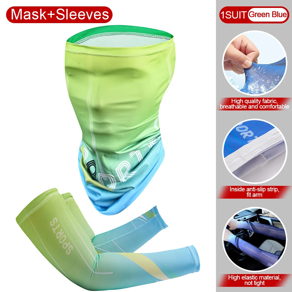 2-Piece Cooling Cycling Arm Sleeve & Bandana Set