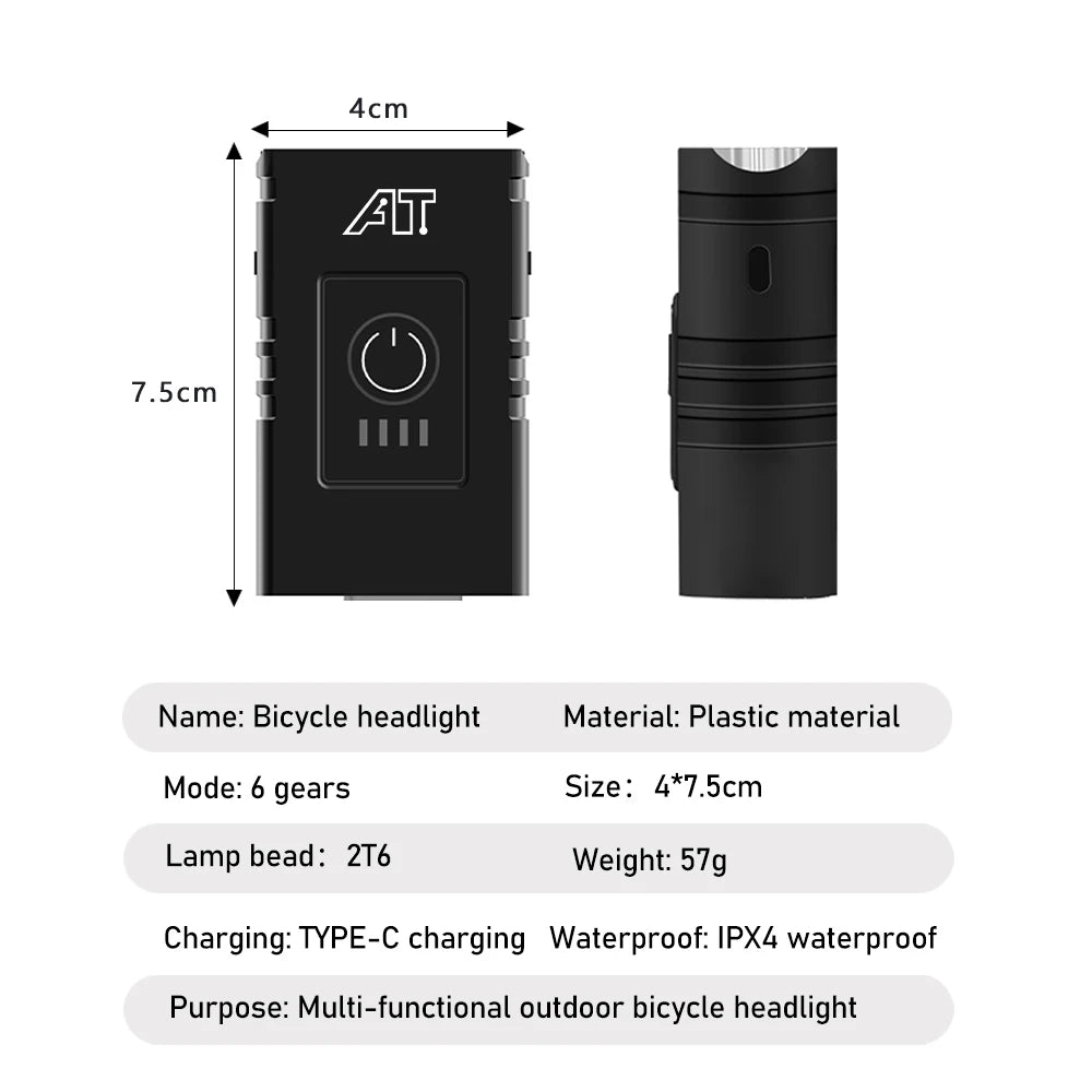 USB-C Rechargeable LED Bicycle Headlight