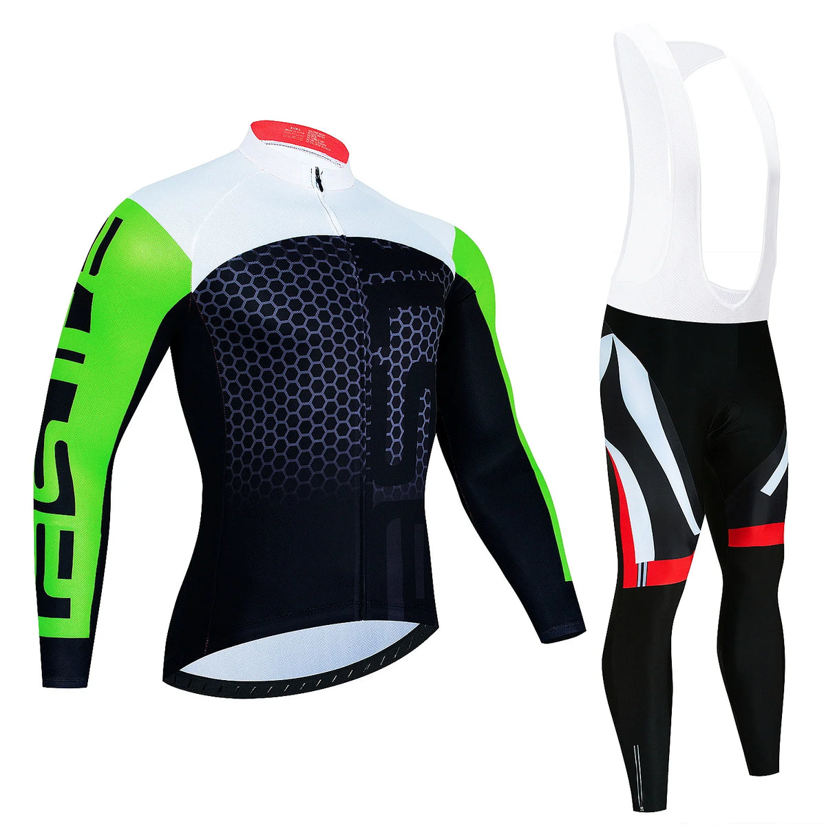 Men's Long-Sleeve Cycling Jersey & Bib Tights Set