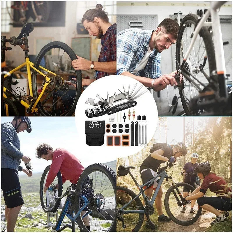 Portable Bicycle Repair Kit with Pump & Multi-Tool