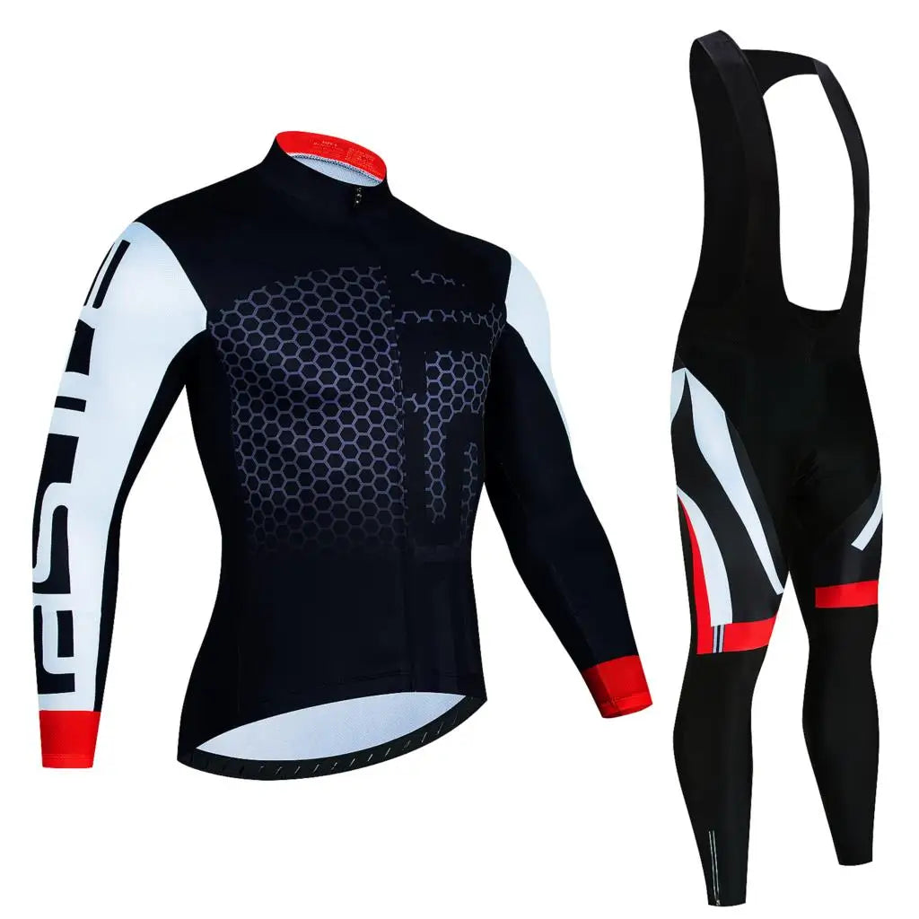 Men's Long-Sleeve Cycling Jersey & Bib Tights Set