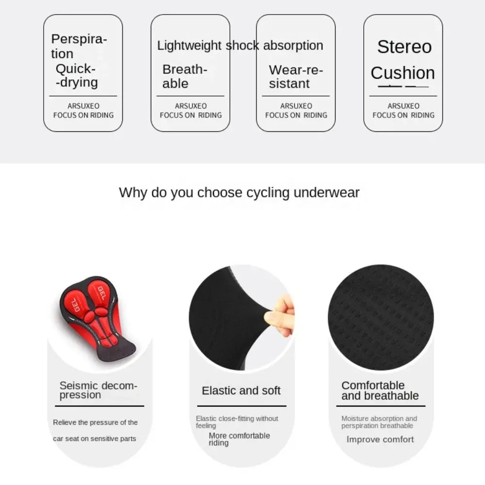 Breathable Cycling Shorts Cycling Underwear 5D Gel Pad
