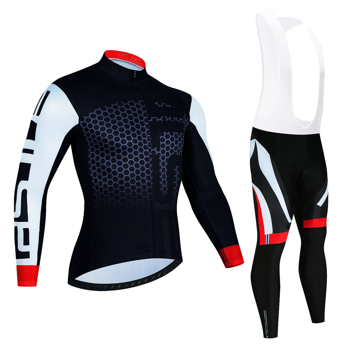 Men's Long-Sleeve Cycling Jersey & Bib Tights Set
