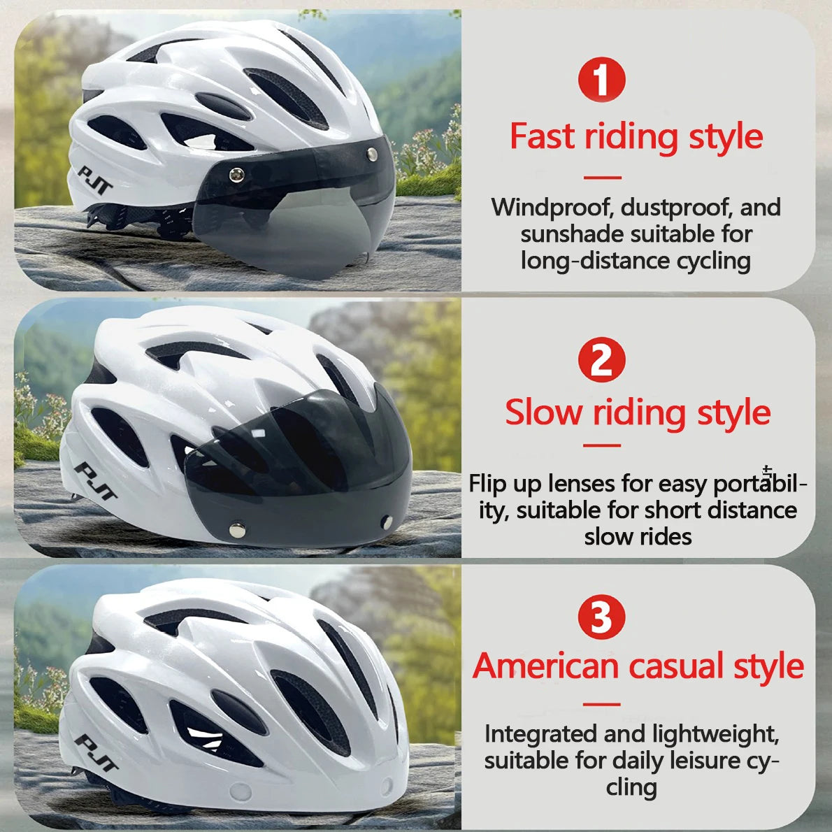 PJT Cycling Helmet with Magnetic Goggles