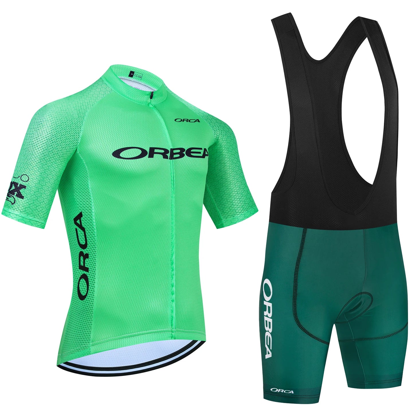 Green Pro Team-Inspired Cycling Jersey & Bib Shorts Set