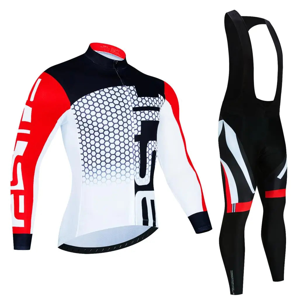 Men's Long-Sleeve Cycling Jersey & Bib Tights Set