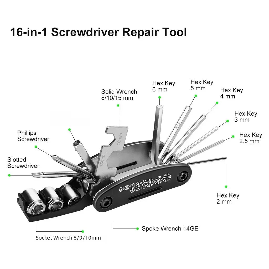 Portable Bicycle Repair Kit with Pump & Multi-Tool