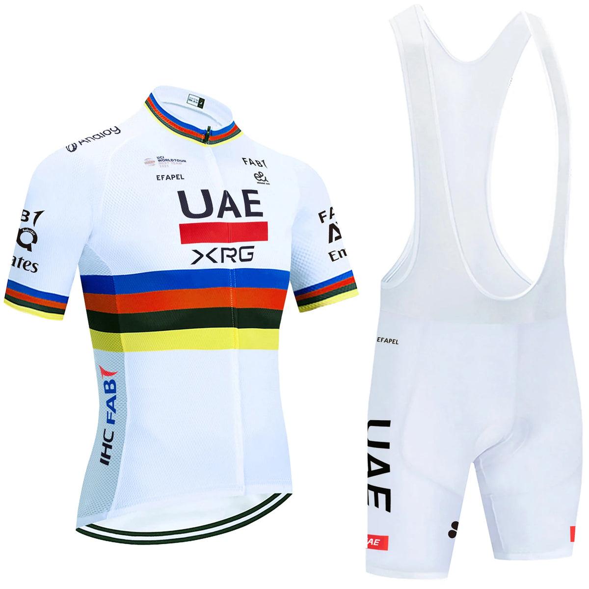 UAE Team-Inspired White Cycling Jersey & Shorts Set