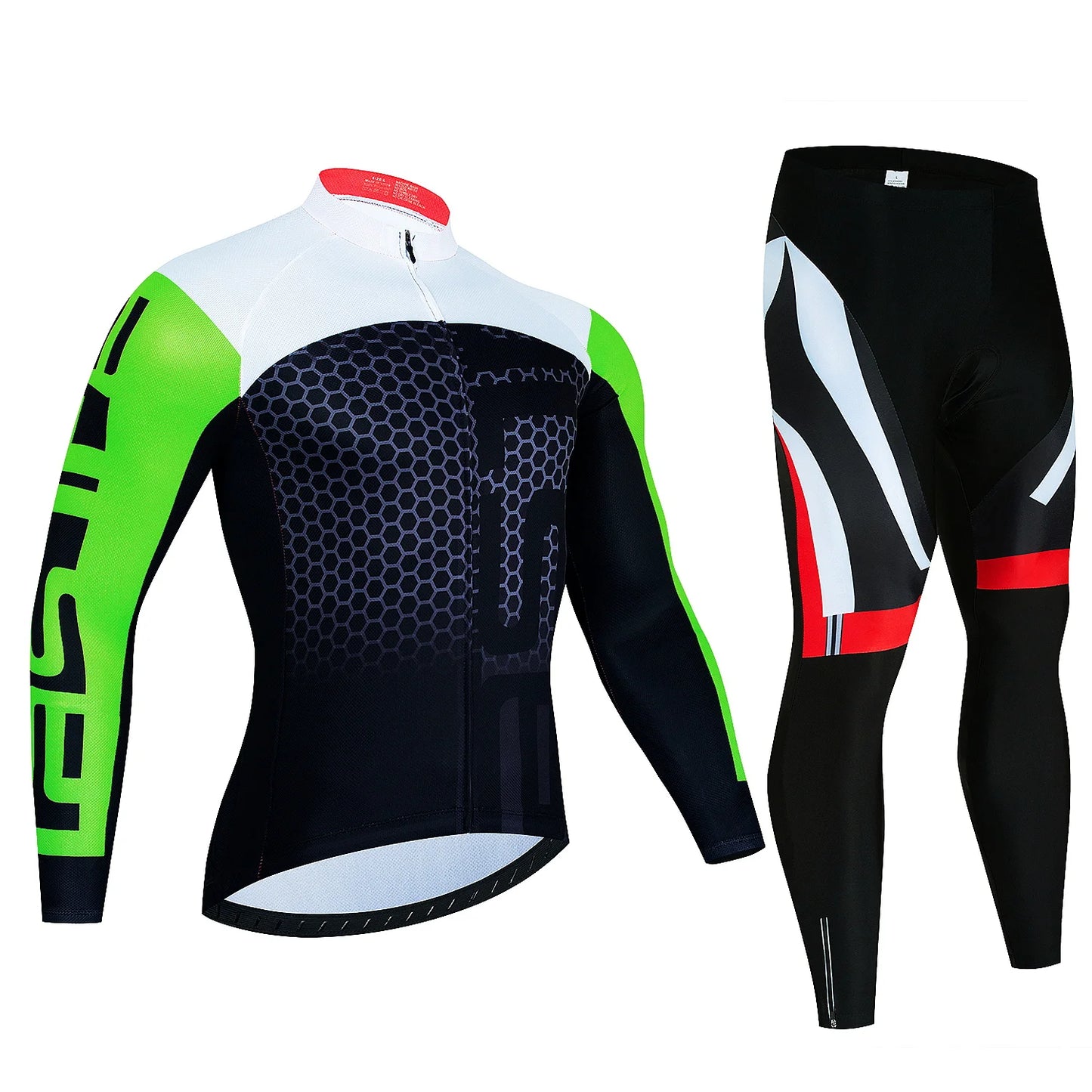 Men's Long-Sleeve Cycling Jersey & Bib Tights Set