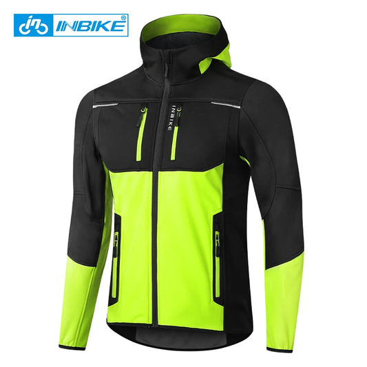 INBIKE Cycling Jacket With Hood Warm Fleece Windbreaker Coat