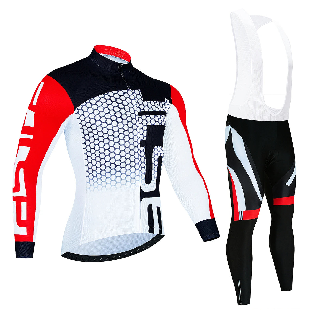 Men's Long-Sleeve Cycling Jersey & Bib Tights Set