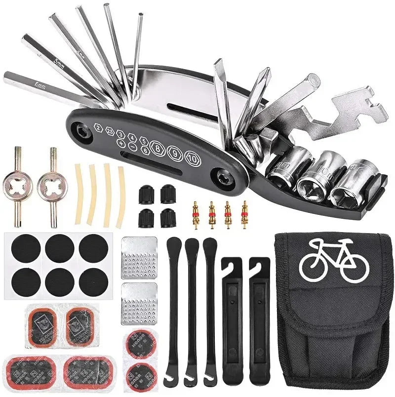 Portable Bicycle Repair Kit with Pump & Multi-Tool