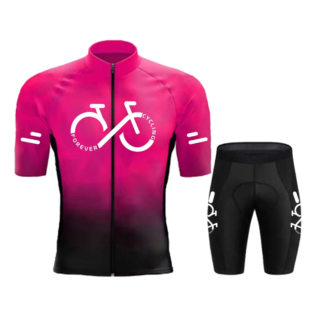 Men's Gradient Short-Sleeve Cycling Jersey Set