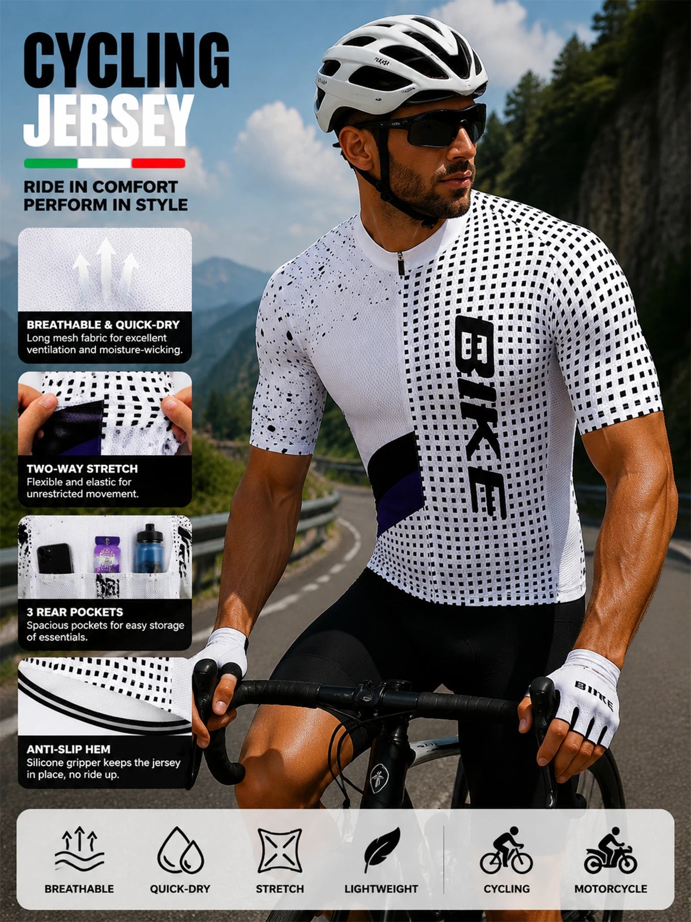 Pro Team Breathable Short-Sleeve Cycling Jersey