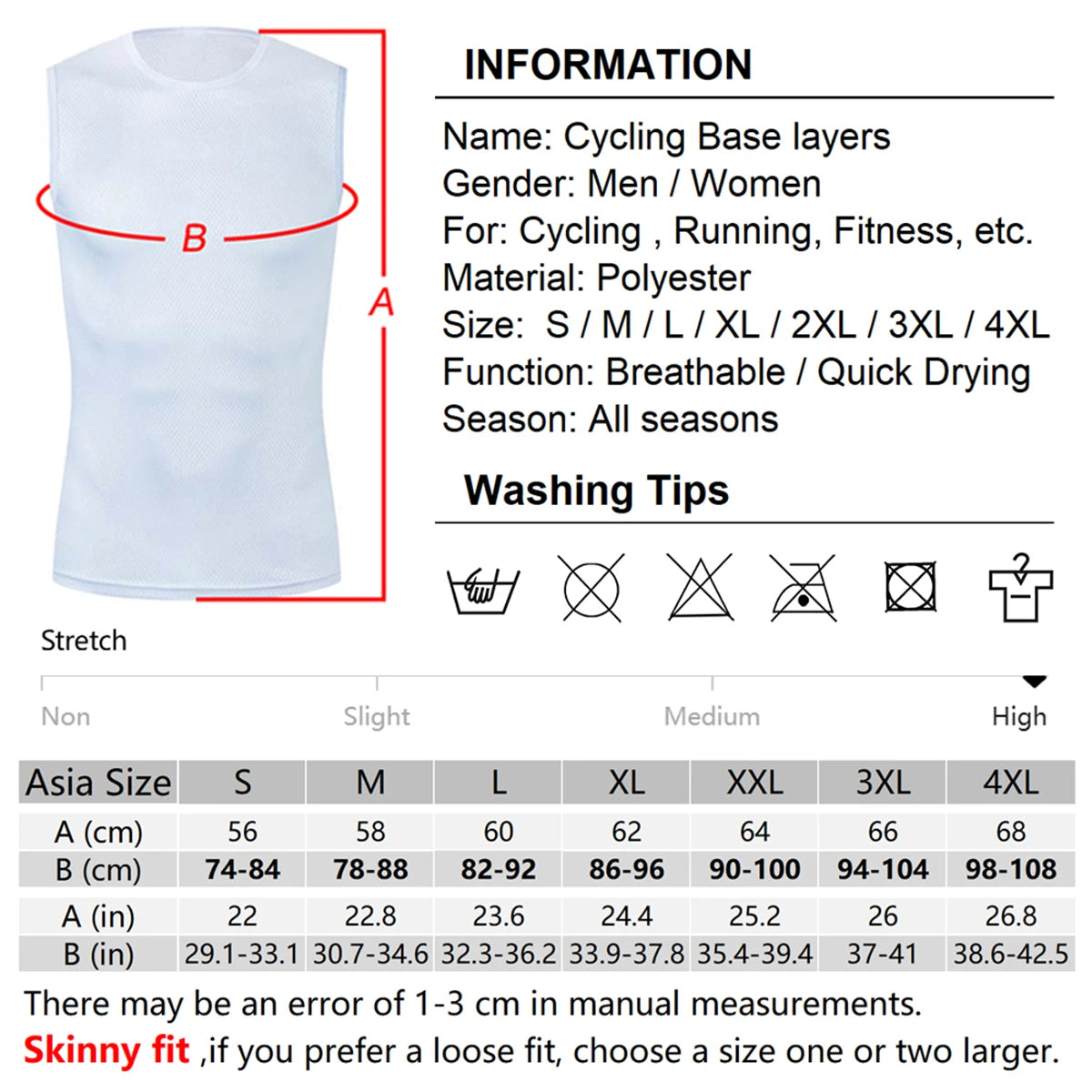 Quick-Dry Sleeveless Cycling Base Layer