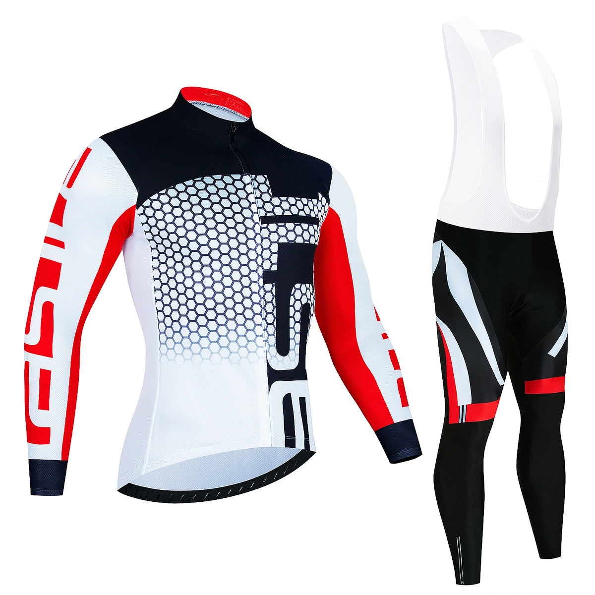 Men's Long-Sleeve Cycling Jersey & Bib Tights Set
