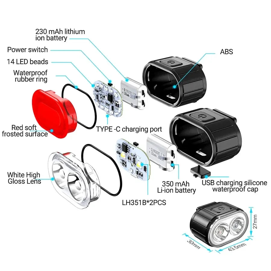 Rechargeable LED Bicycle Headlight & Taillight