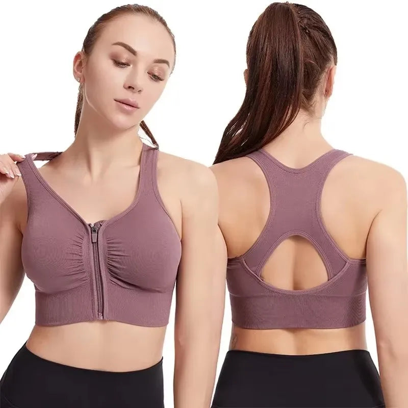 CZGUKE Women's Front-Zip Sports Bra