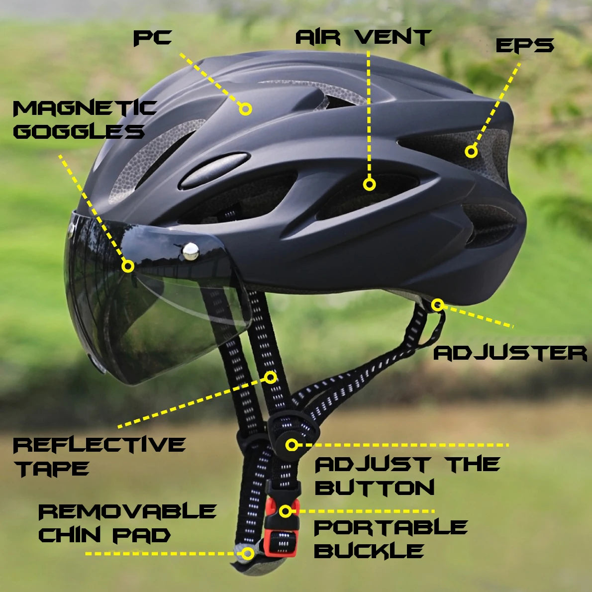 PJT Cycling Helmet with Magnetic Goggles