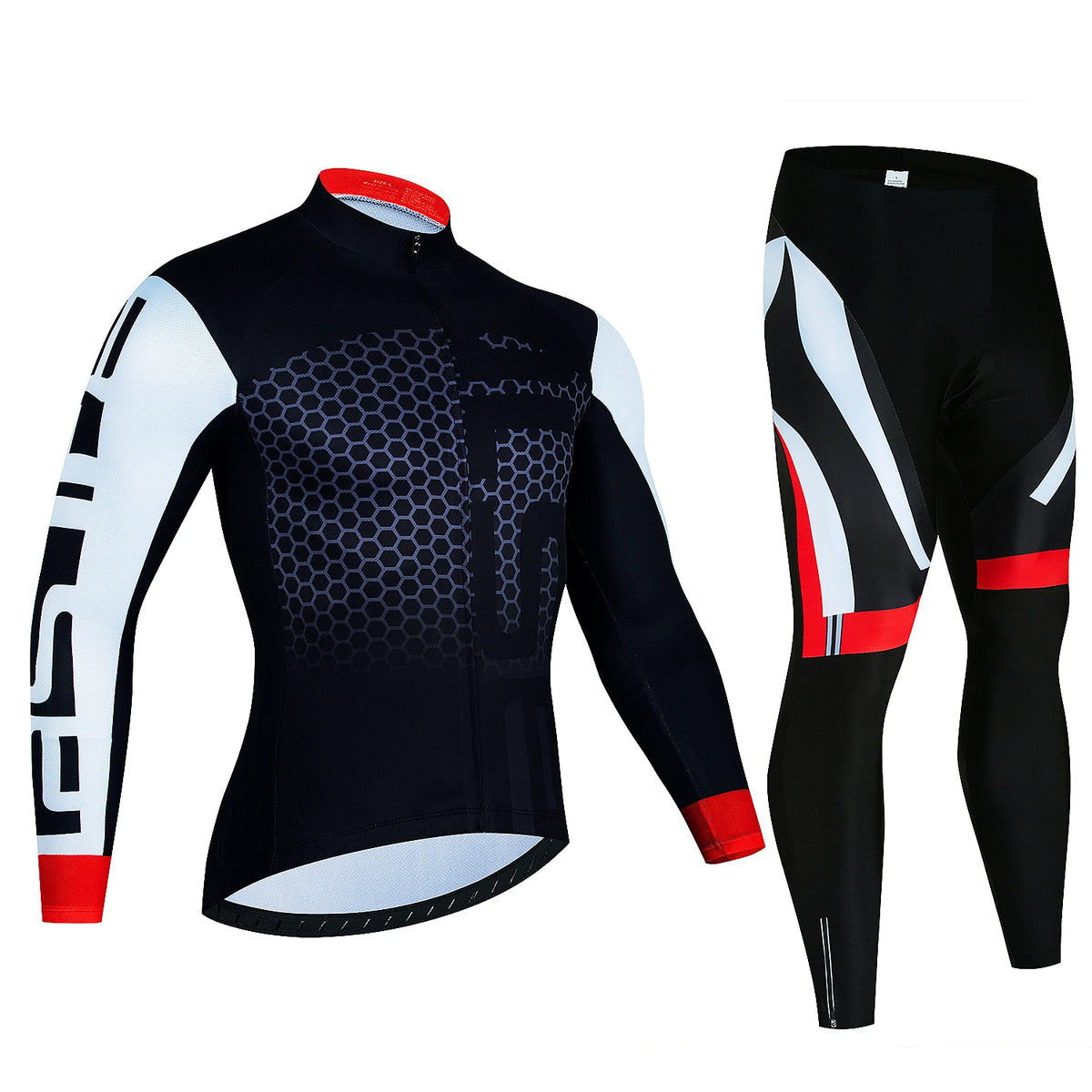 Men's Long-Sleeve Cycling Jersey & Bib Tights Set