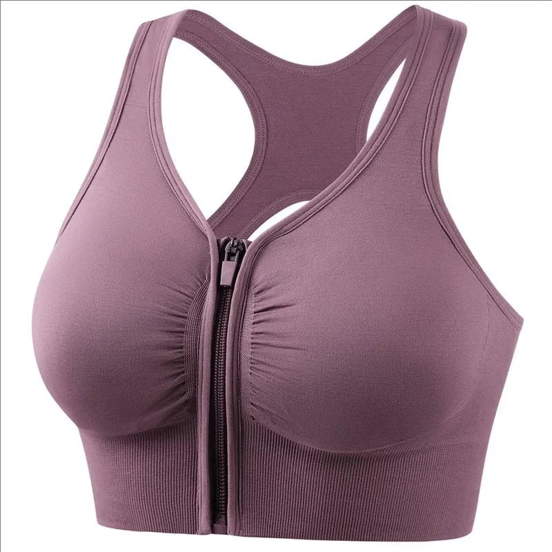 CZGUKE Women's Front-Zip Sports Bra