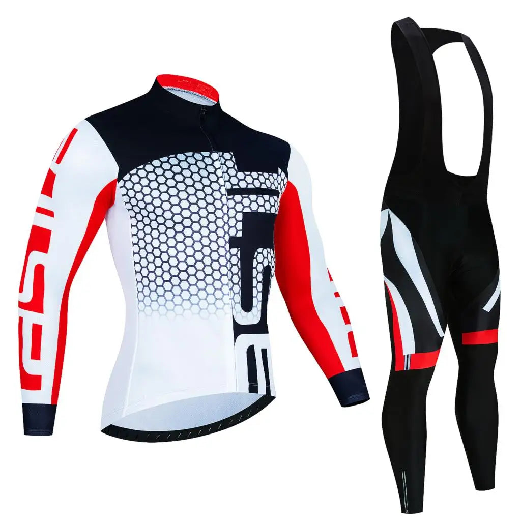 Men's Long-Sleeve Cycling Jersey & Bib Tights Set