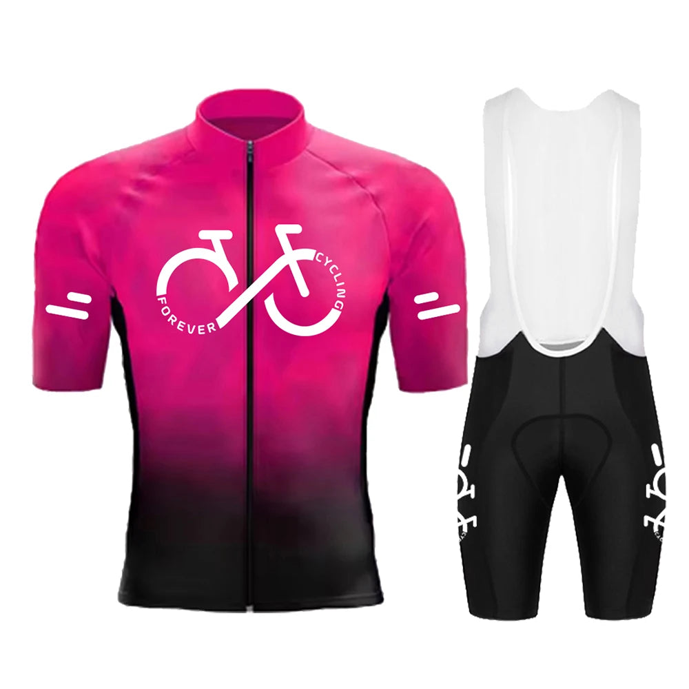 Men's Gradient Short-Sleeve Cycling Jersey Set