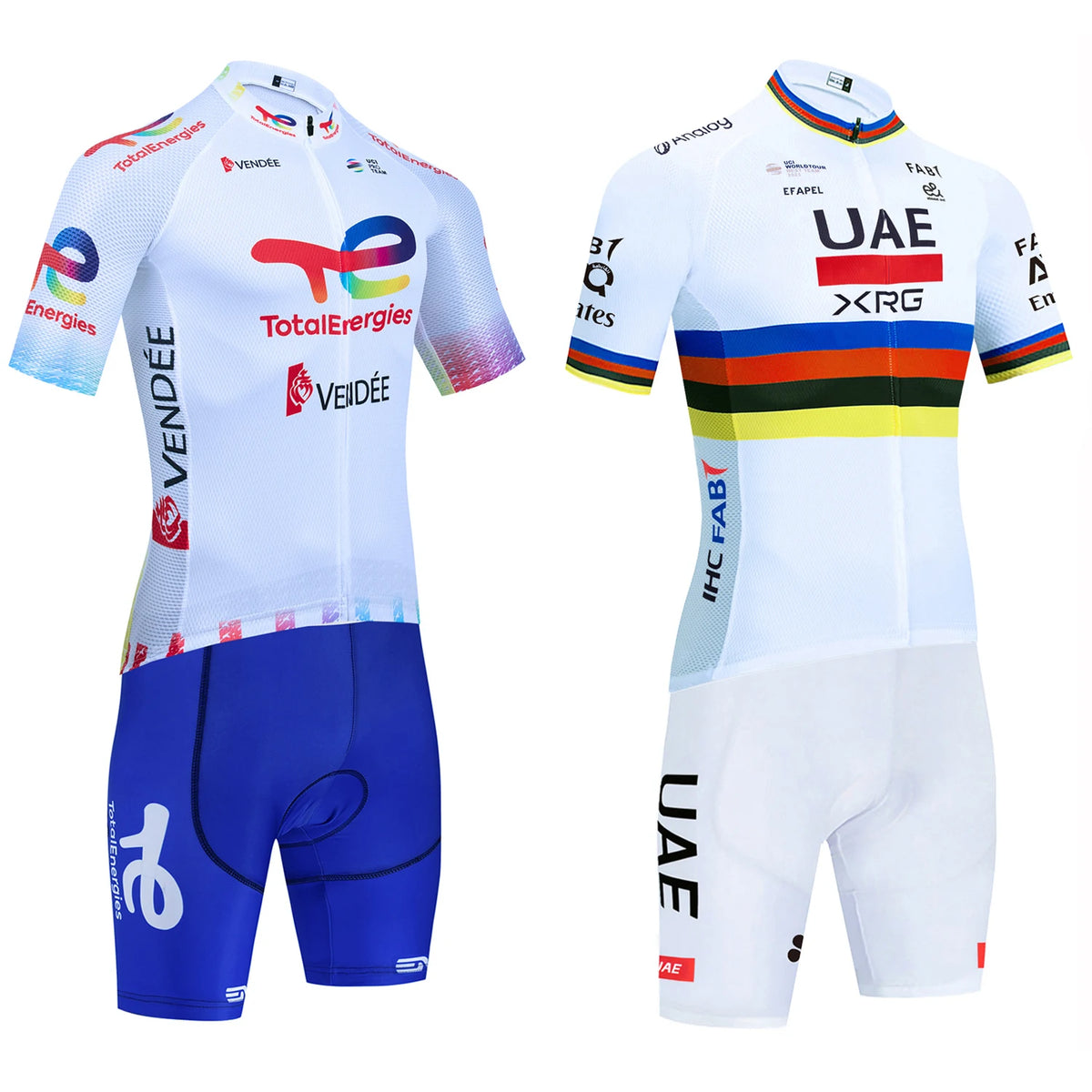 UAE Team-Inspired White Cycling Jersey & Shorts Set