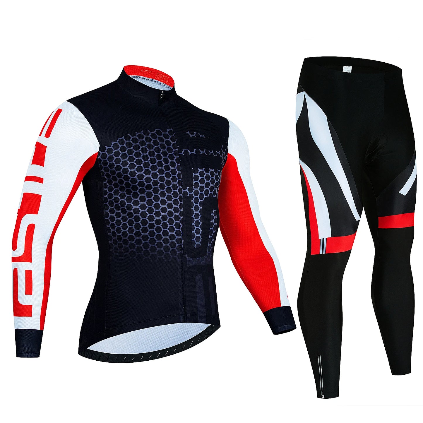 Men's Long-Sleeve Cycling Jersey & Bib Tights Set