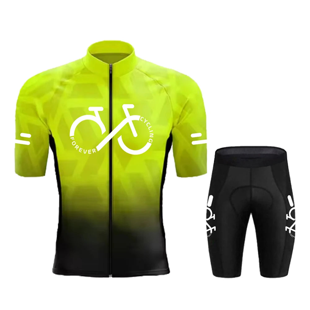 Men's Gradient Short-Sleeve Cycling Jersey Set