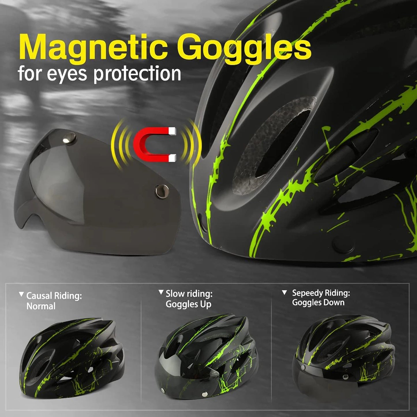 PJT Cycling Helmet with Magnetic Goggles