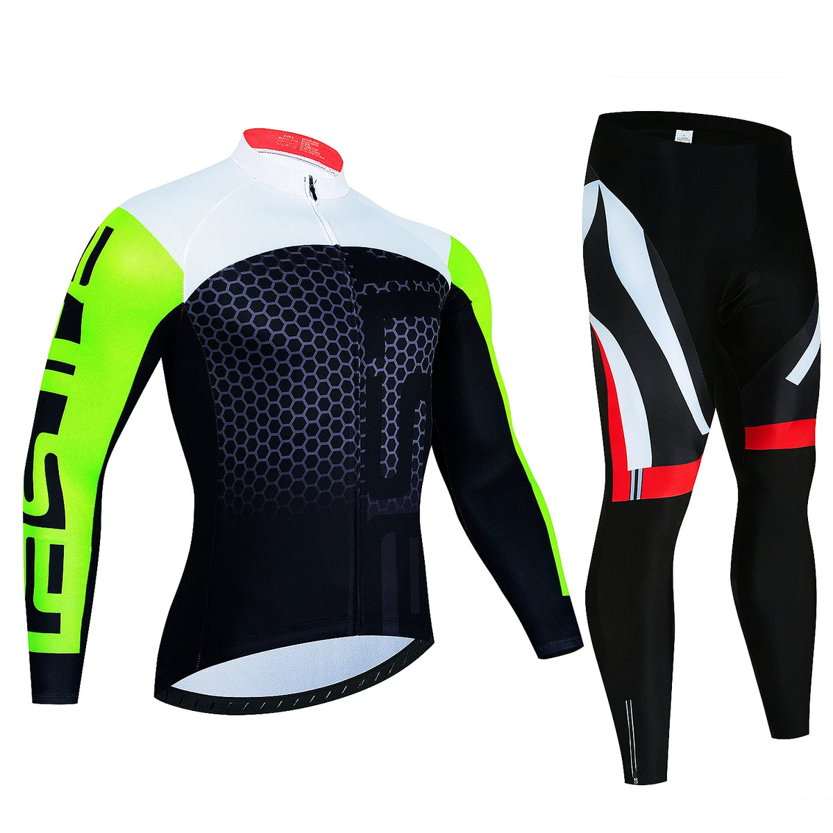 Men's Long-Sleeve Cycling Jersey & Bib Tights Set