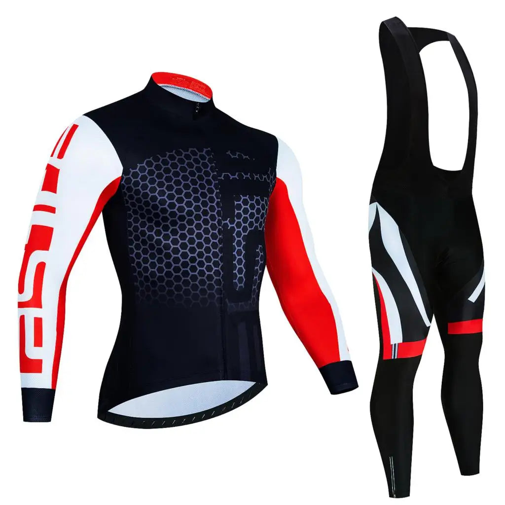 Men's Long-Sleeve Cycling Jersey & Bib Tights Set