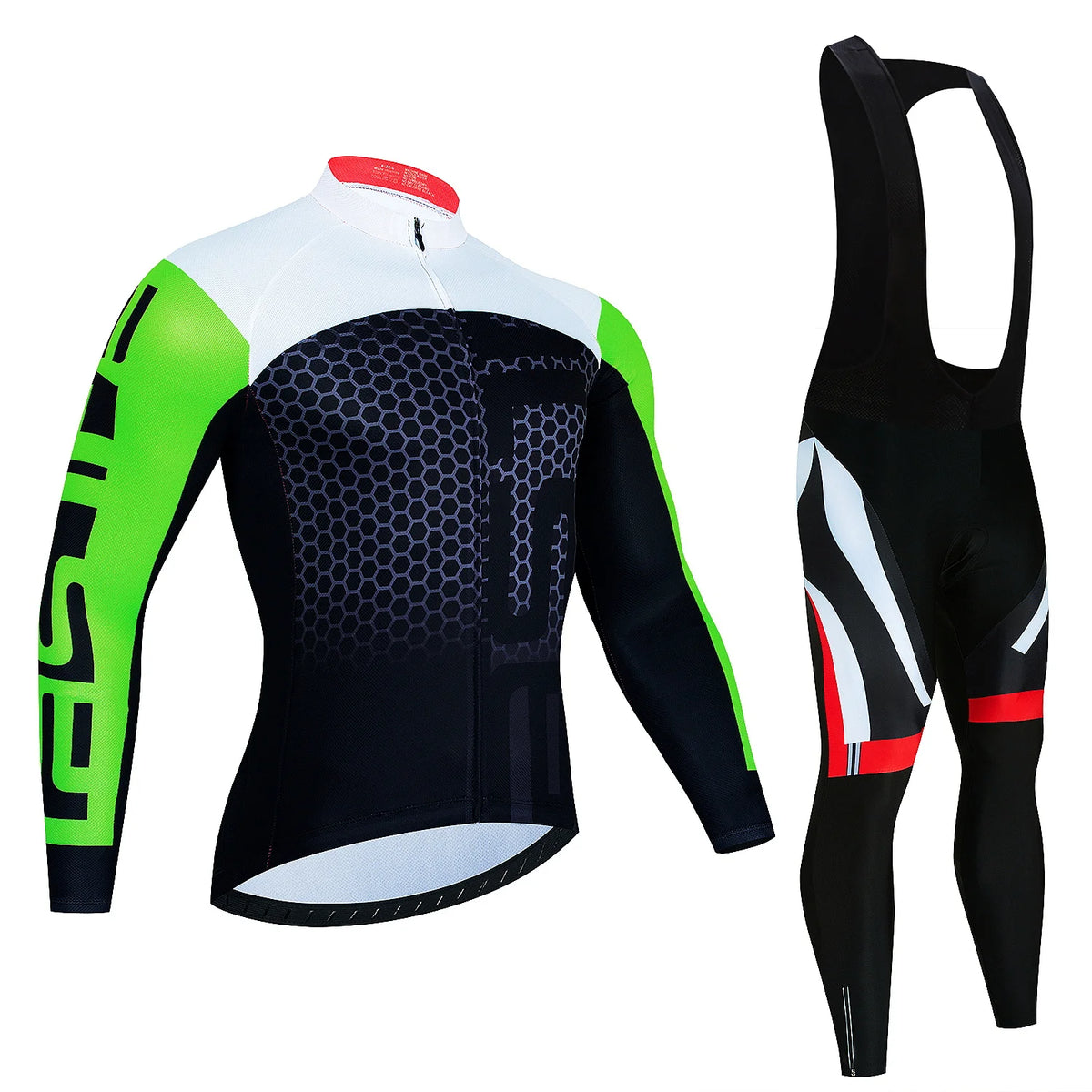 Men's Long-Sleeve Cycling Jersey & Bib Tights Set