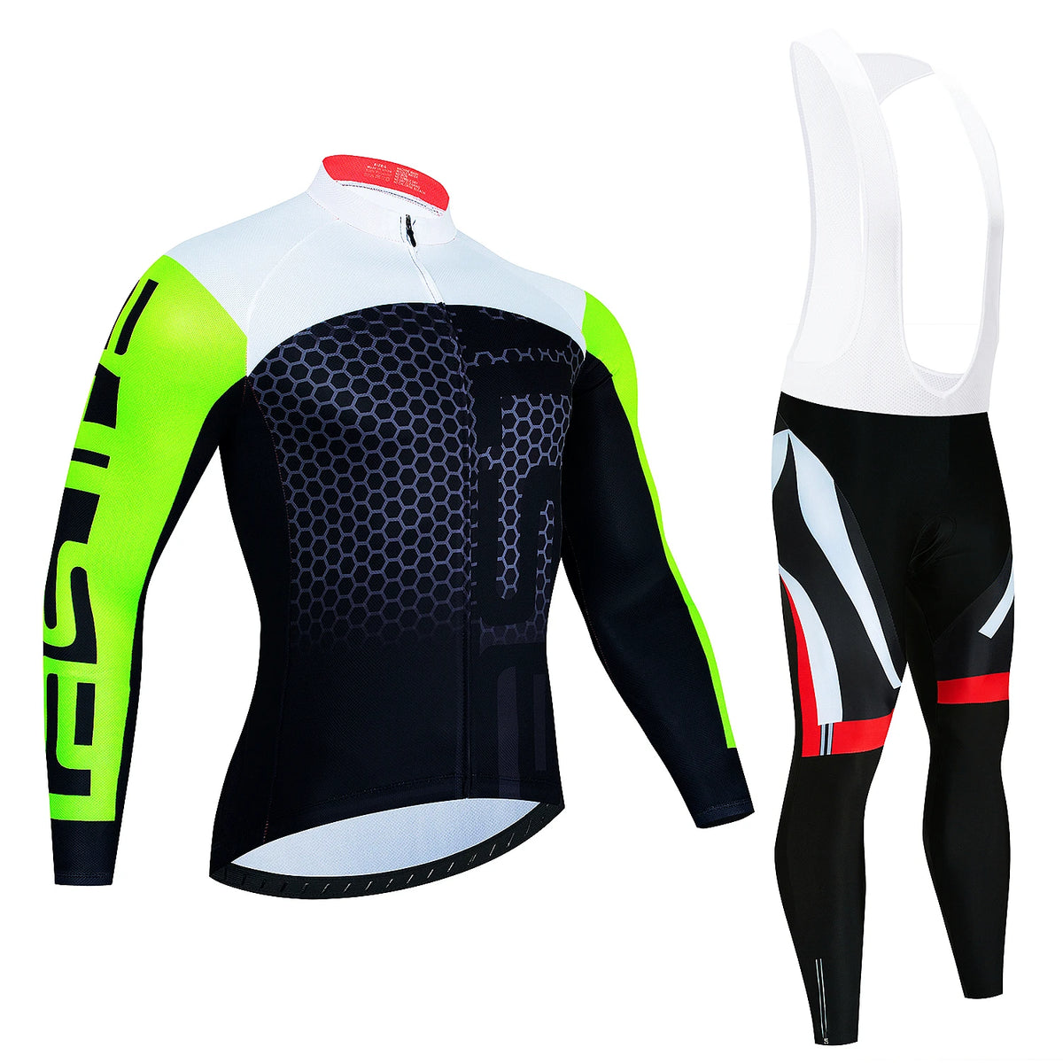 Men's Long-Sleeve Cycling Jersey & Bib Tights Set
