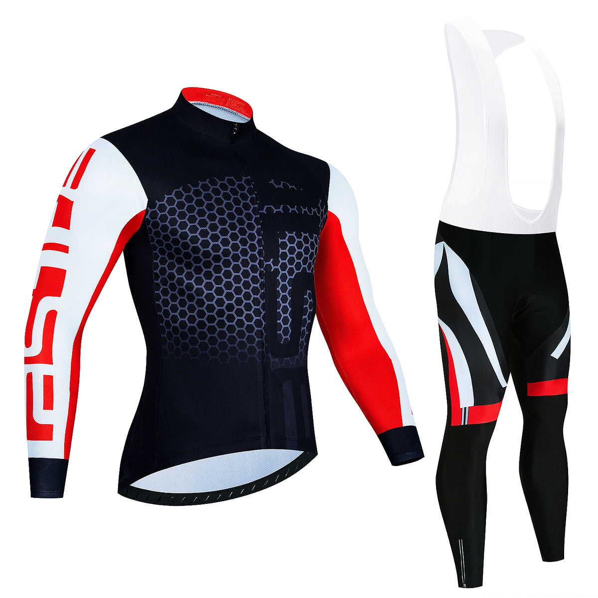 Men's Long-Sleeve Cycling Jersey & Bib Tights Set