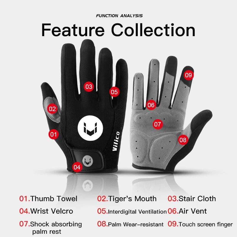Touchscreen Full-Finger Cycling Gloves