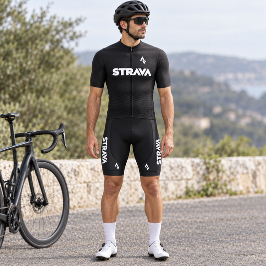 Cyclist wearing Men's Reflective Short-Sleeve Cycling Jersey