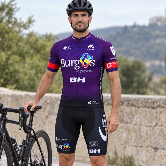 Cyclist wearing BH Pro Team-Inspired Men's Cycling Jersey Set