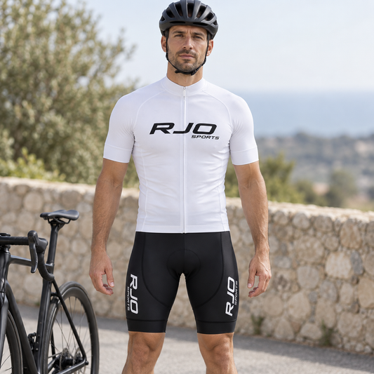Cyclist wearing RJO Original Cycling Jersey & Bib Shorts Set 05