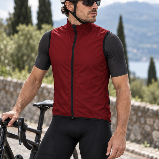 Cyclist wearing Men's Lightweight Windproof Cycling Vest