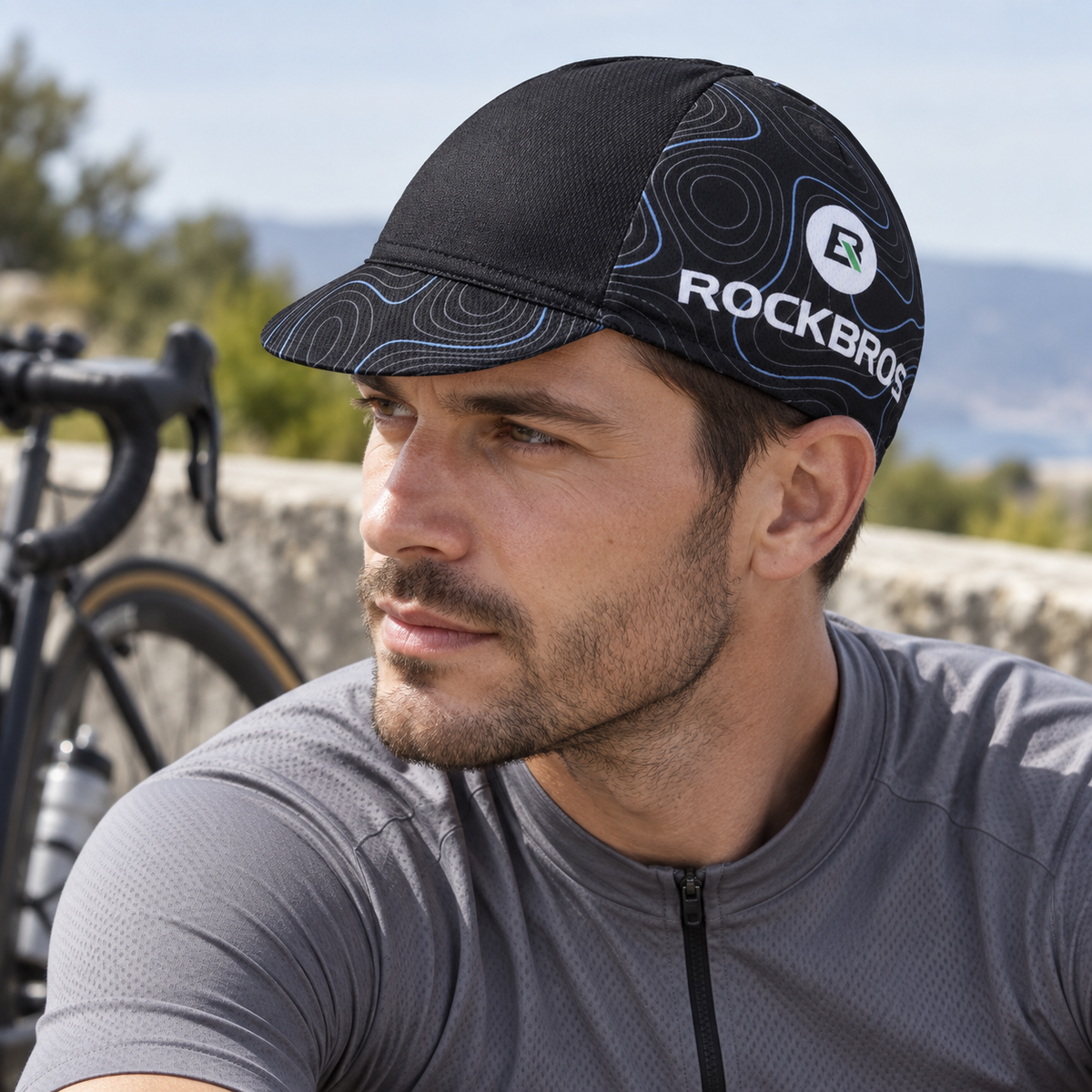 Cyclist wearing ROCKBROS Quick-Dry Summer Cycling Cap