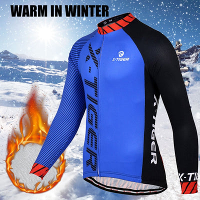 X-TIGER Winter Thermal Fleece Cycling Jersey Set X17